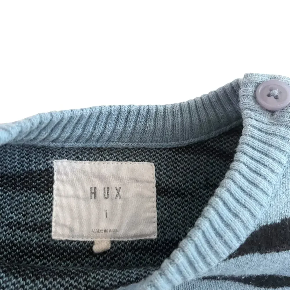 Huxbaby Boys Blue Wildcat Organic Cotton Knit Sweater - 12 Months